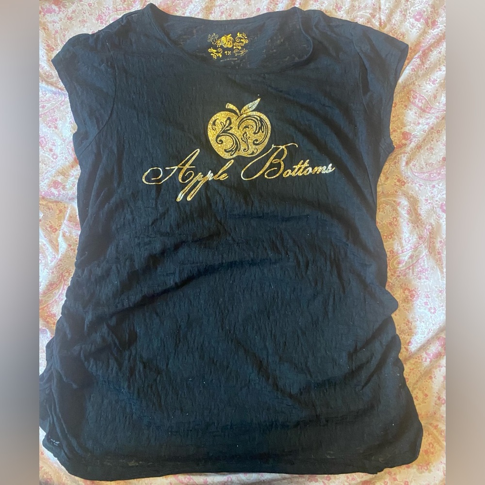 Apple Bottoms Black Burnout Top Juniors 1X